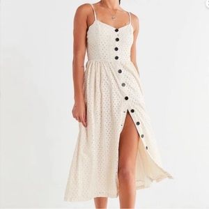 Urban Outfitters Boho Eyelet Cream Midi Sundress